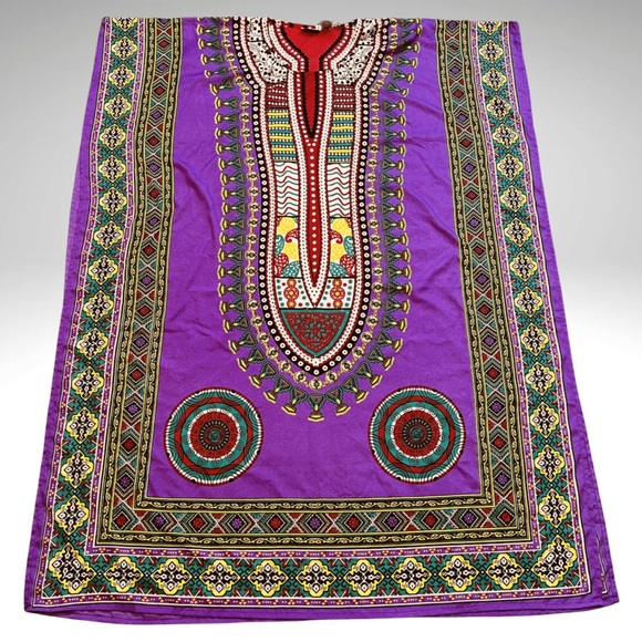 Sante Classics Kaftan One Size Maxi Cover Up Pullover Tribal Paisley Housedress - Picture 3 of 10